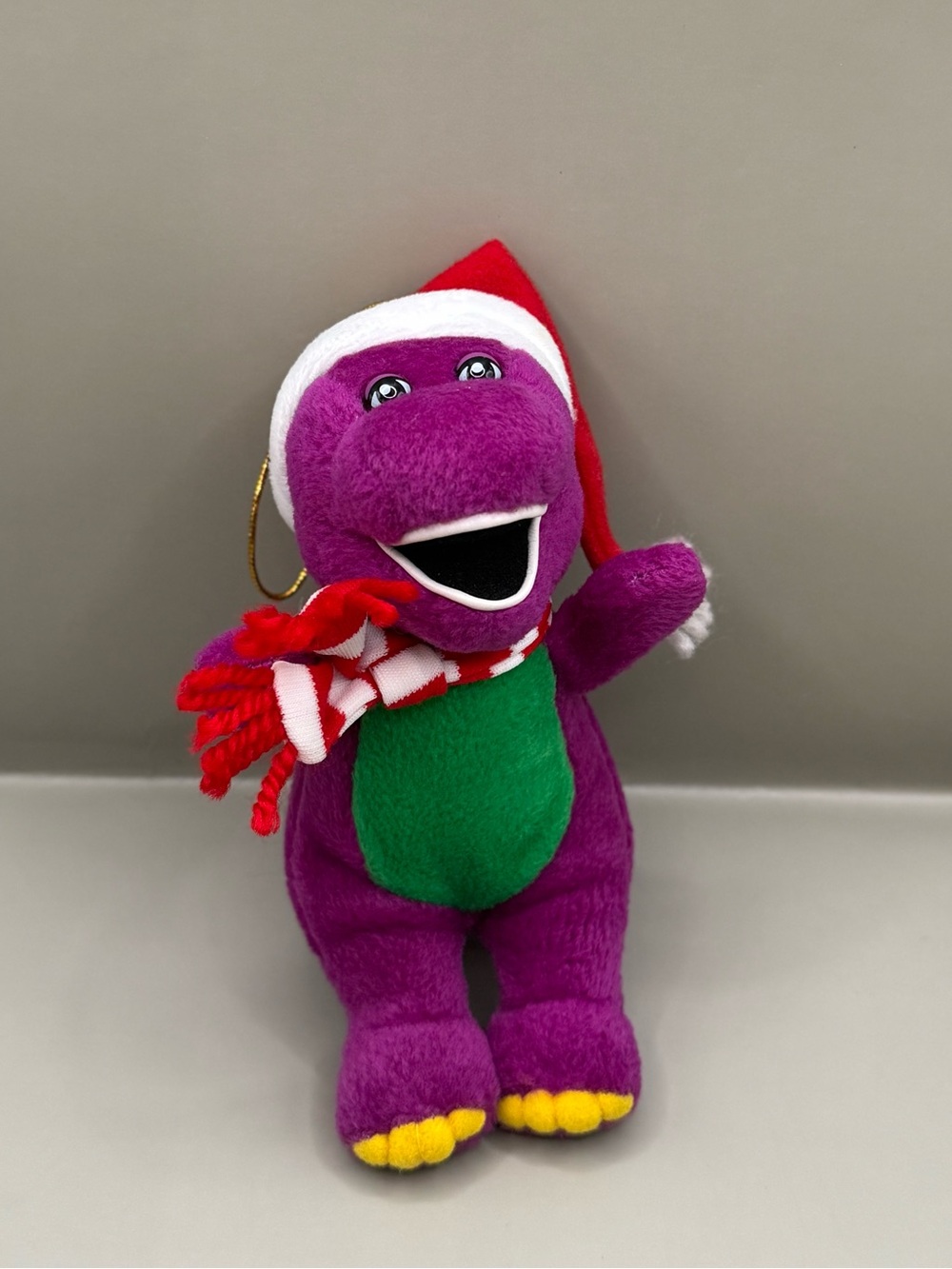 Vintage Barney Christmas Ornament Plush Stuffed Animal 2001